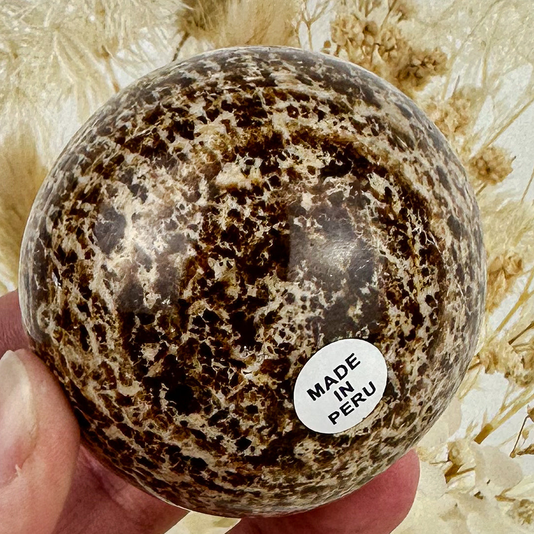 Peruvian Elegance: Aragonite Sphere of Harmony