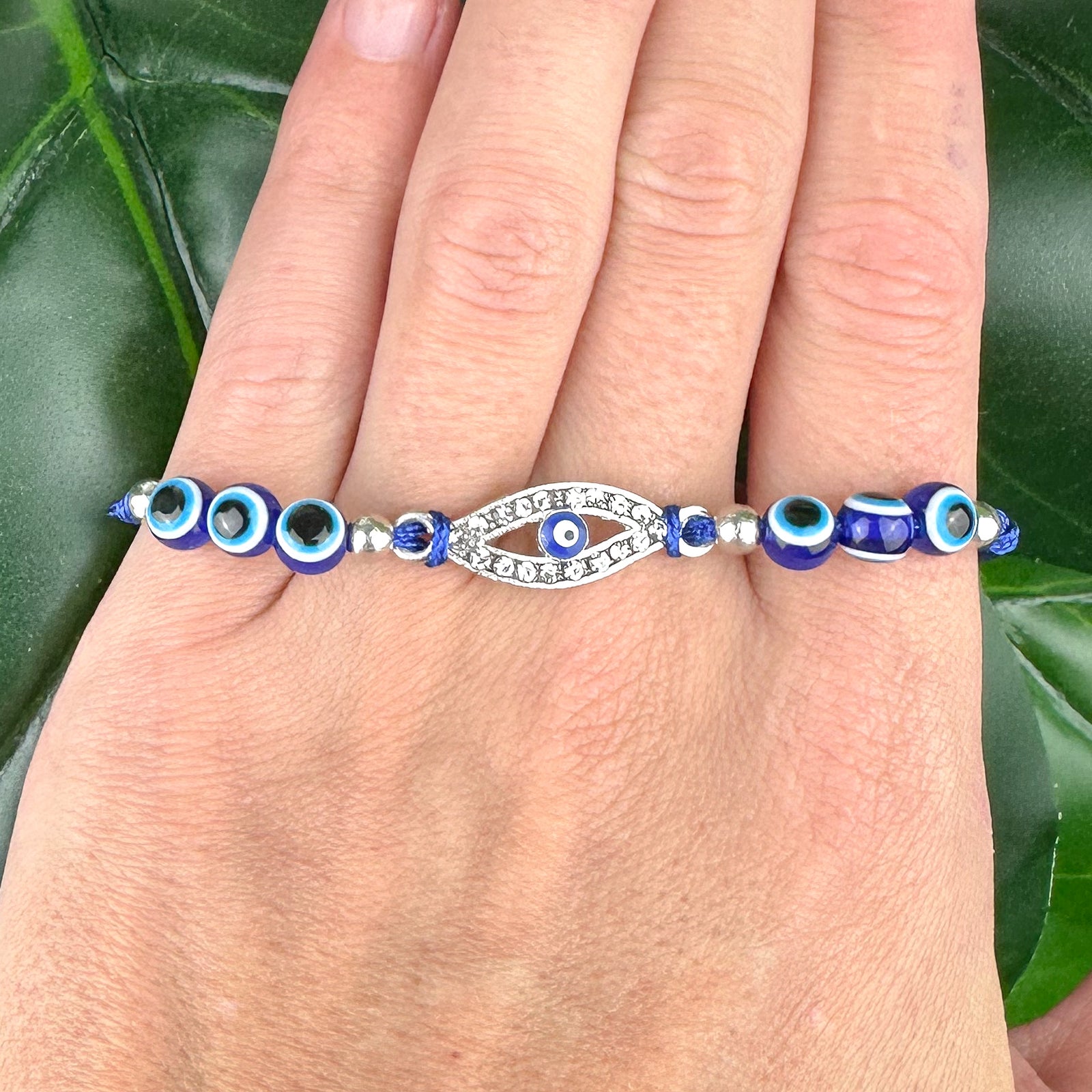 Adjustable Evil Eye Bracelet | Classic Protection | Silver Tone | Everyday Spiritual Jewellery
