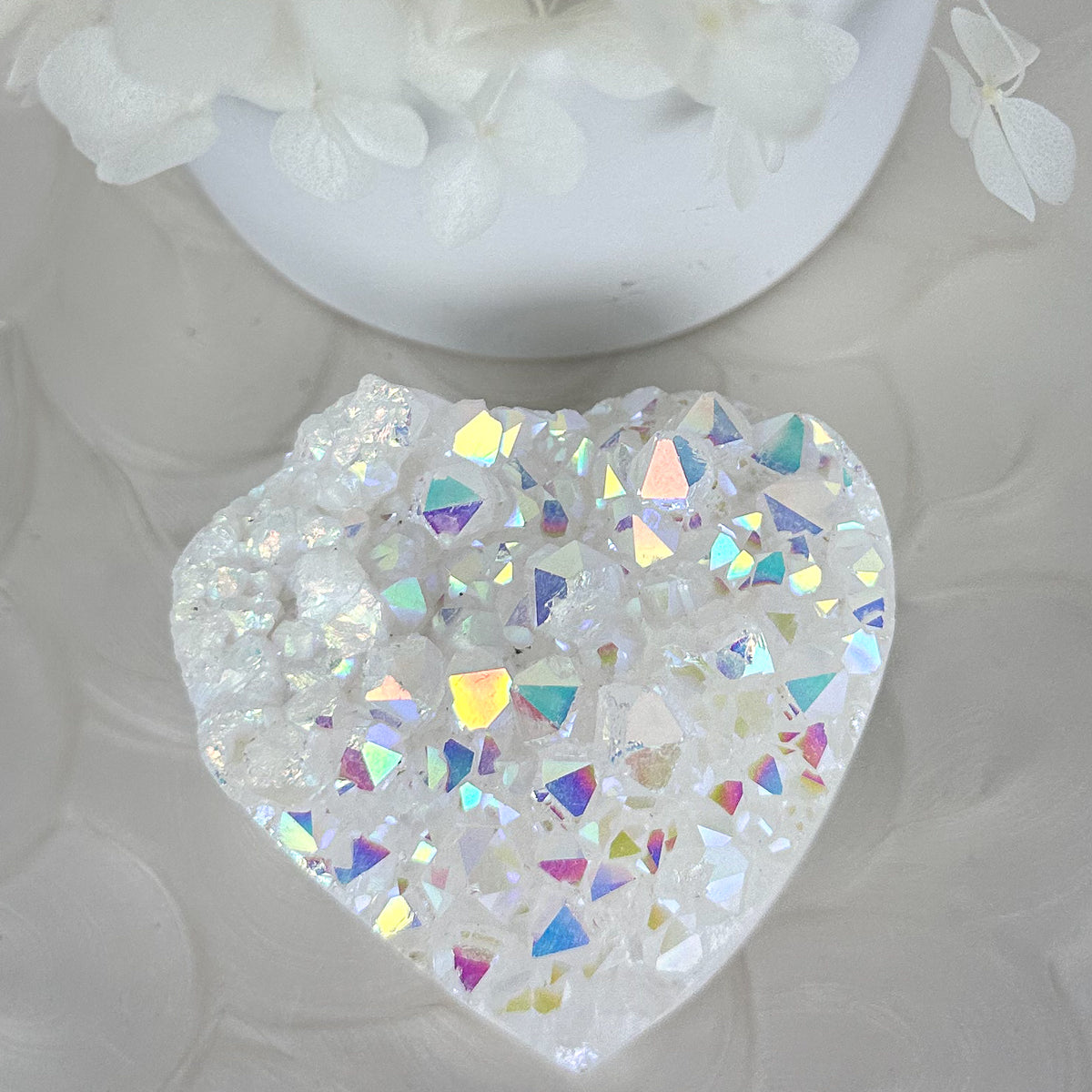 Angel Aura Quartz Cluster - Heart Shape 182g