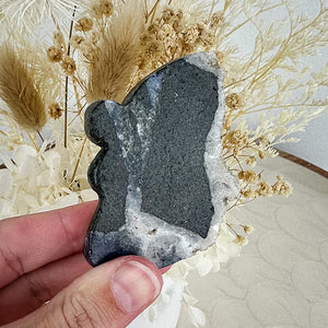 Hand Carved Fairy with Quartz Druzy Wings - 54g