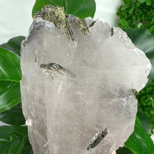 Large Epidote in Quartz Crystal | Transformation & Spiritual Growth