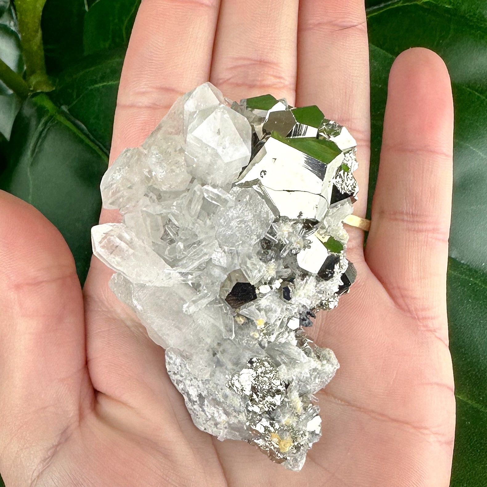 Clear Quartz Cluster With Pyrite 85grams
