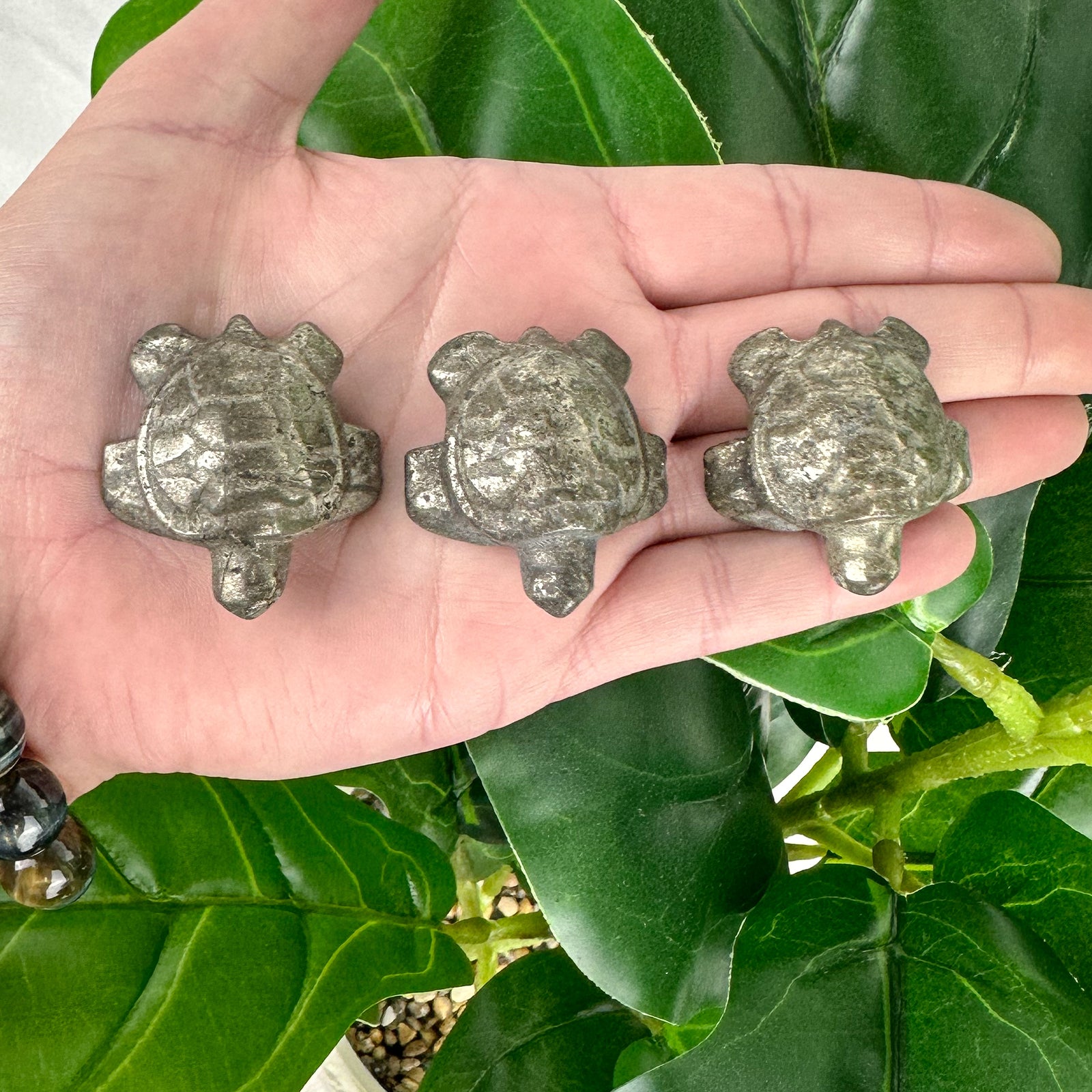 Rustic Pyrite Turtle Carving