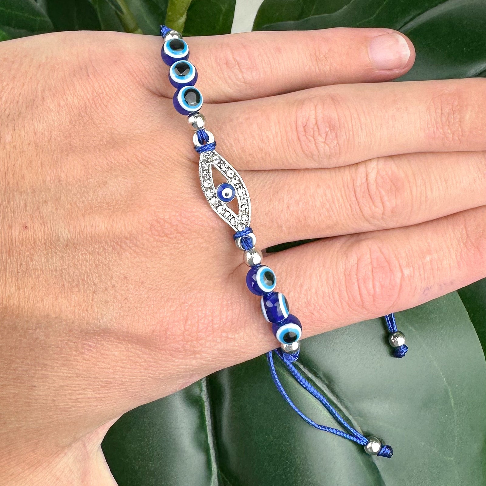 Adjustable Evil Eye Bracelet | Classic Protection | Silver Tone | Everyday Spiritual Jewellery