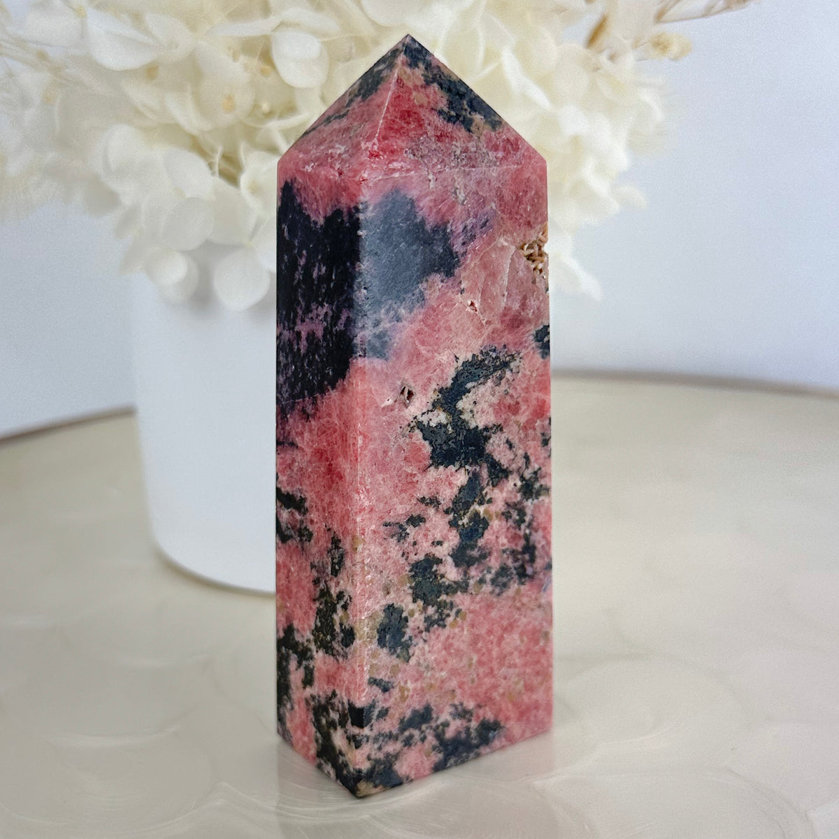 Rhodonite Pink Crystal Tower - Healing Energy Obelisk
