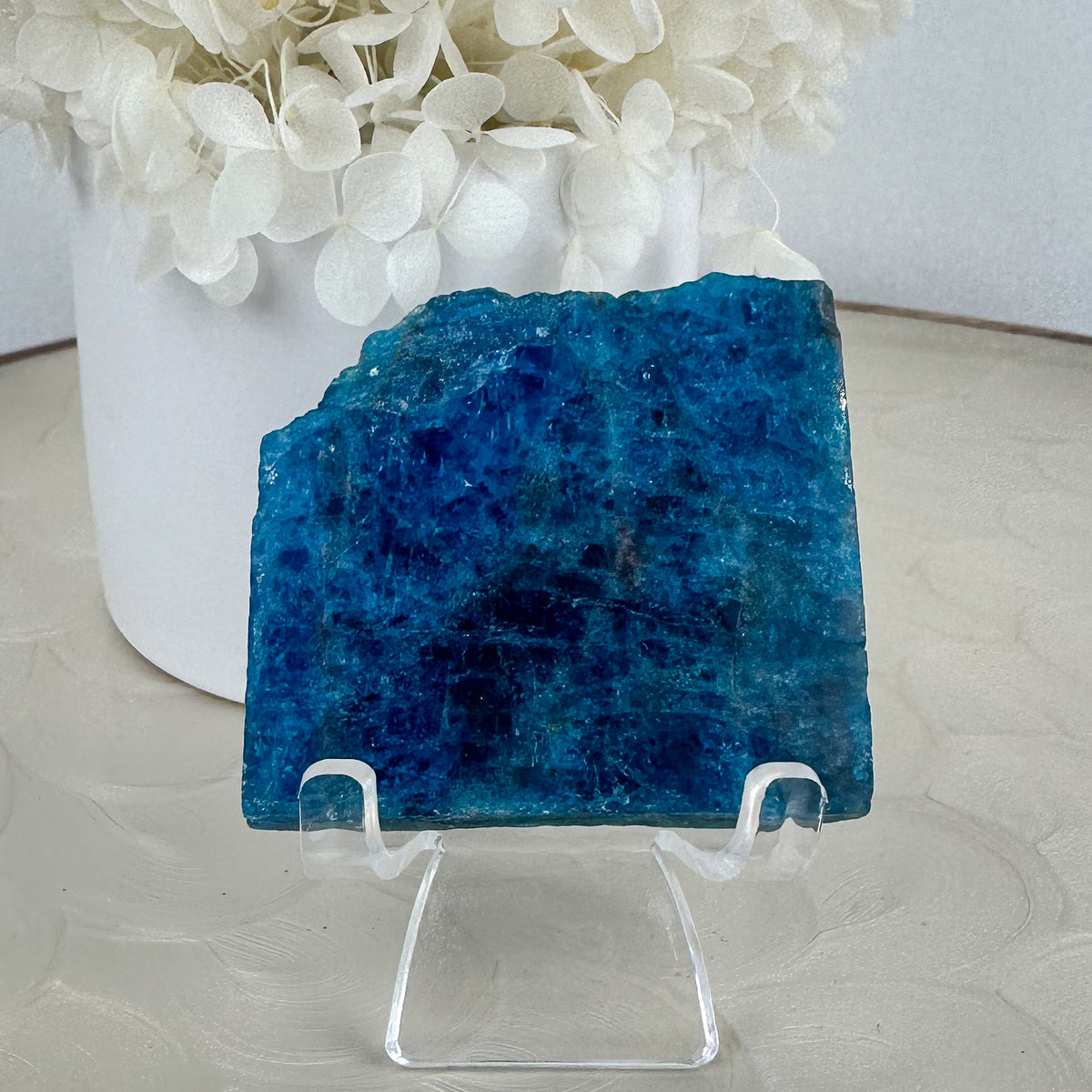 Unique Apatite Slab - Polished Face with Raw Corner
