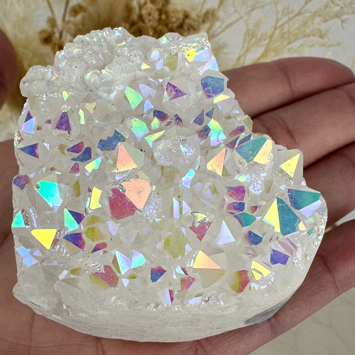 Angel Aura Quartz Cluster - Heart Shape 182g