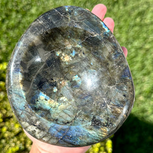 XL Labradorite Bowl Carving from Madagascar | Flash, Protection & Luxury Crystal Décor