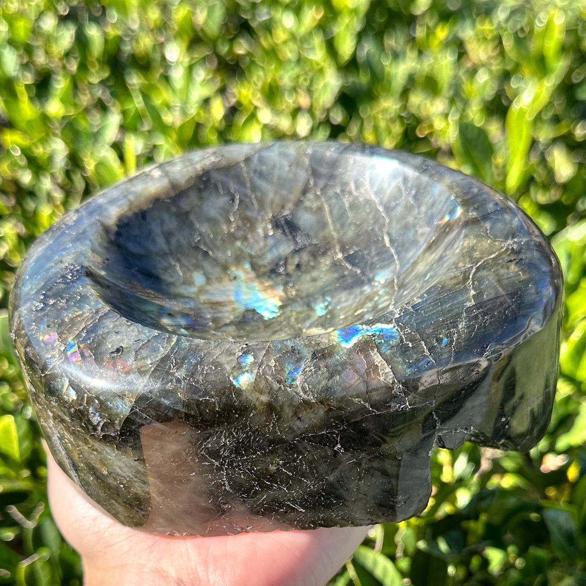 XL Labradorite Bowl Carving from Madagascar | Flash, Protection & Luxury Crystal Décor