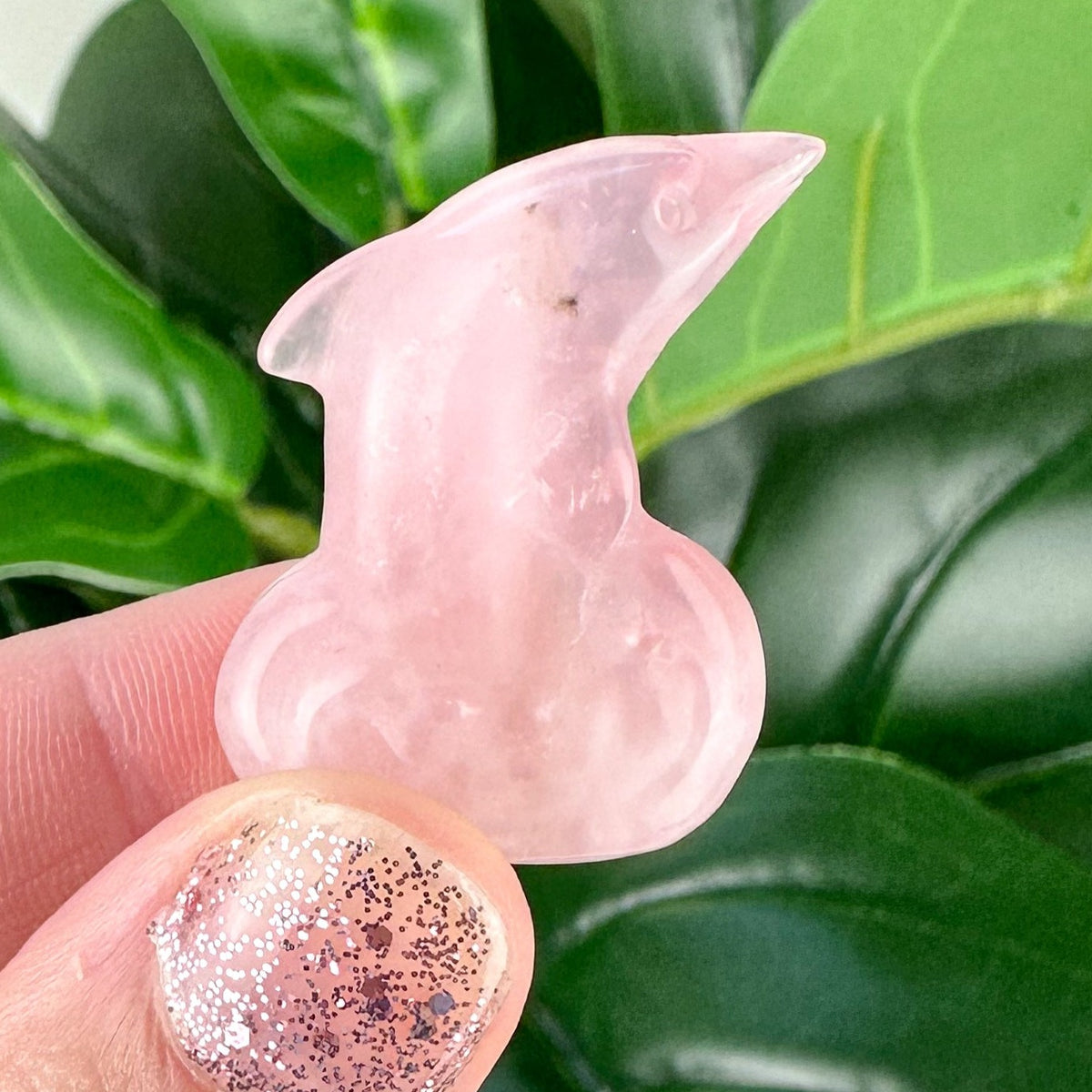 Rose Quartz Mini Dolphin Carving