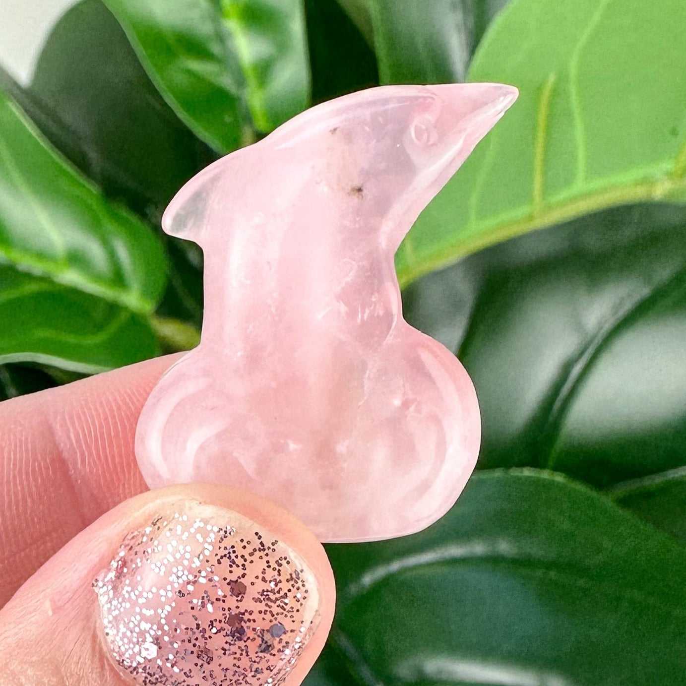 Rose Quartz Mini Dolphin Carving