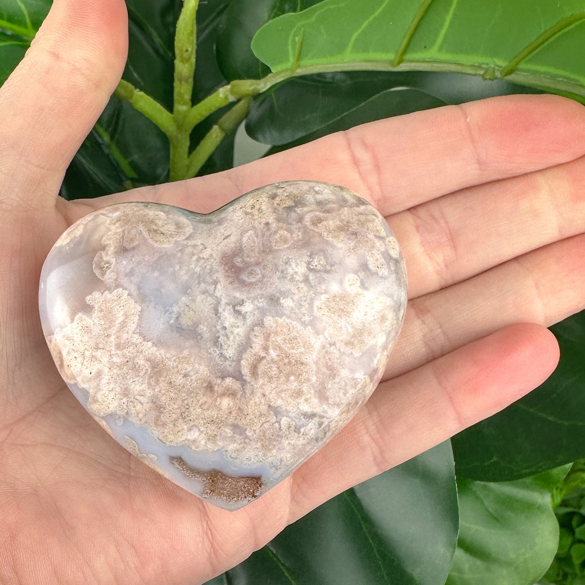 Flower Agate Heart – Pink & Purple for Growth & Calm (99g)