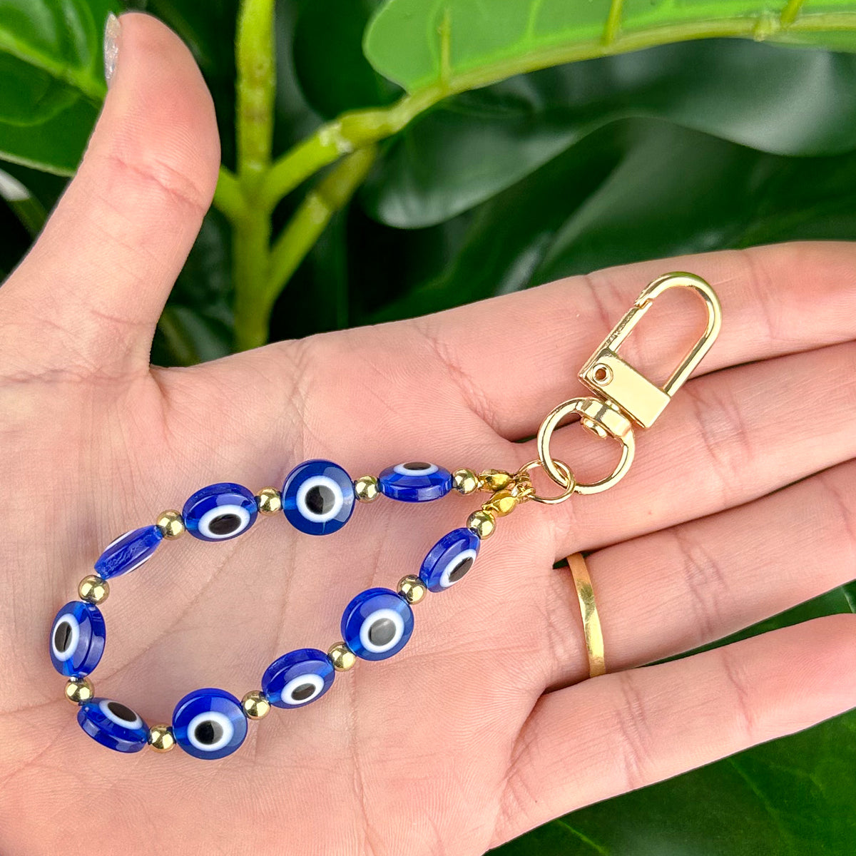 Beaded Evil Eye Keyring - Phone or Key Lanyard