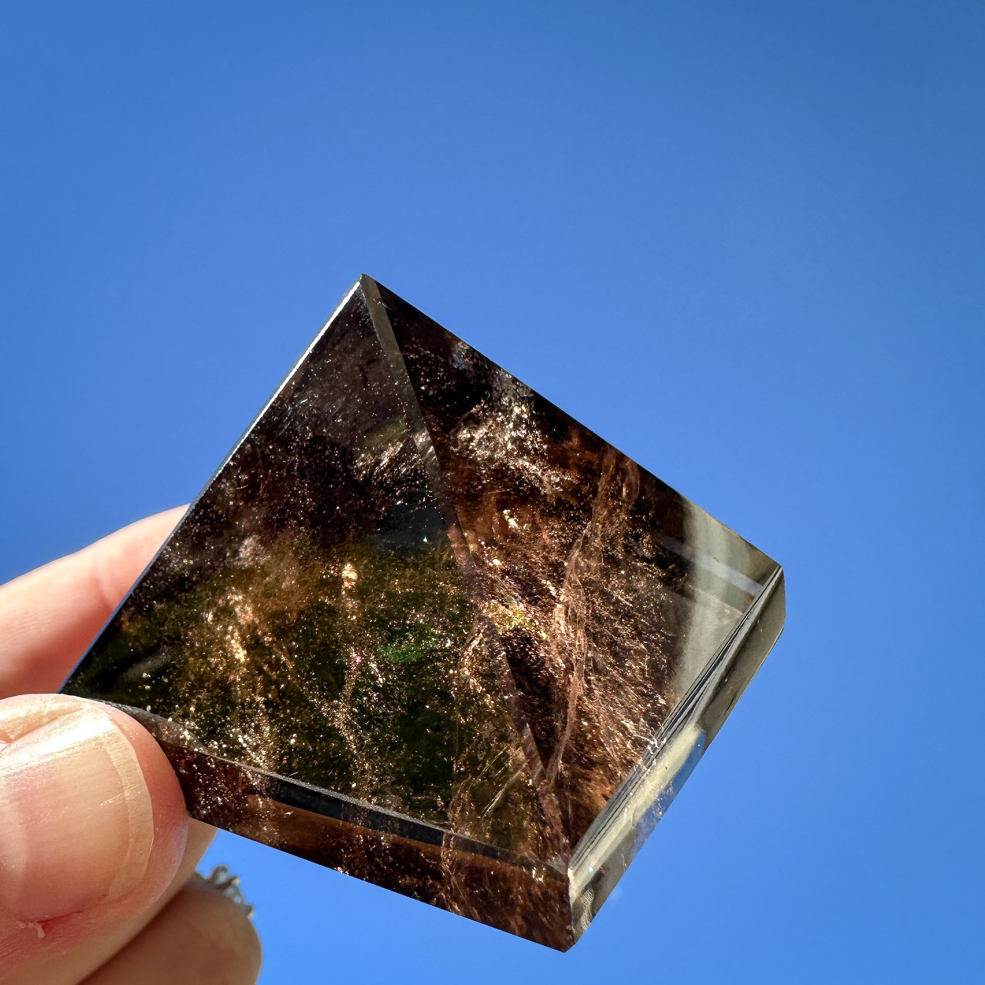 Smokey Quartz Pyramid - Illuminated with Rainbows, 77g