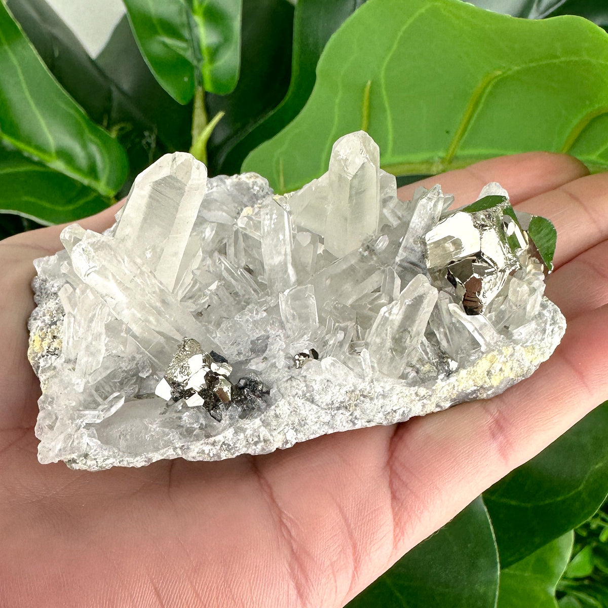 Clear Quartz Cluster With Pyrite 141grams