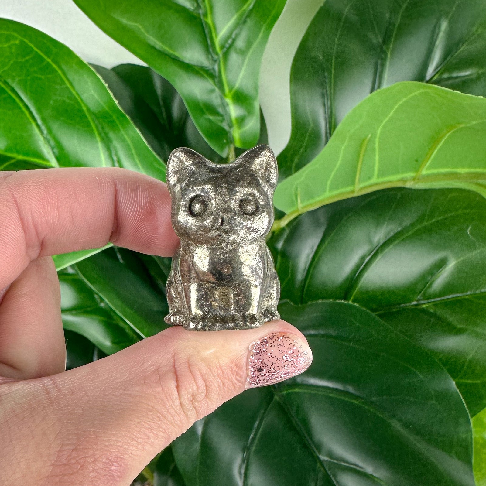 Pyrite Sitting Cat Carving