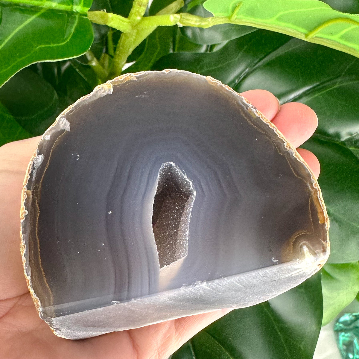 Polished Agate Base Cut with Deep Druzy Pocket