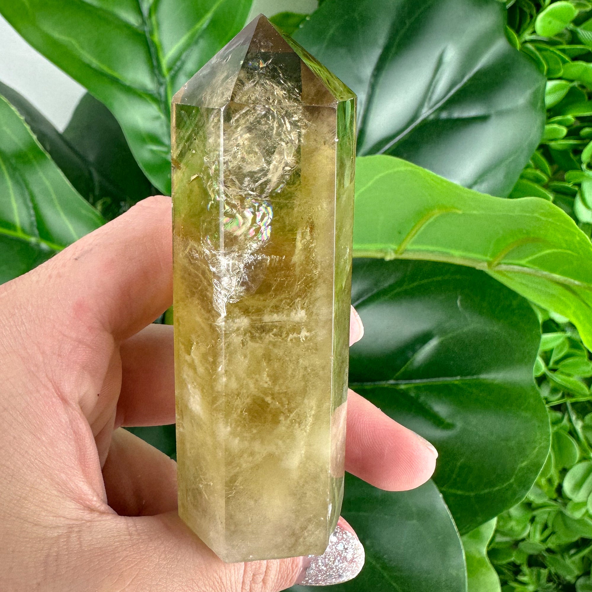 Citrine Polished Tower 121grams With Rainbows