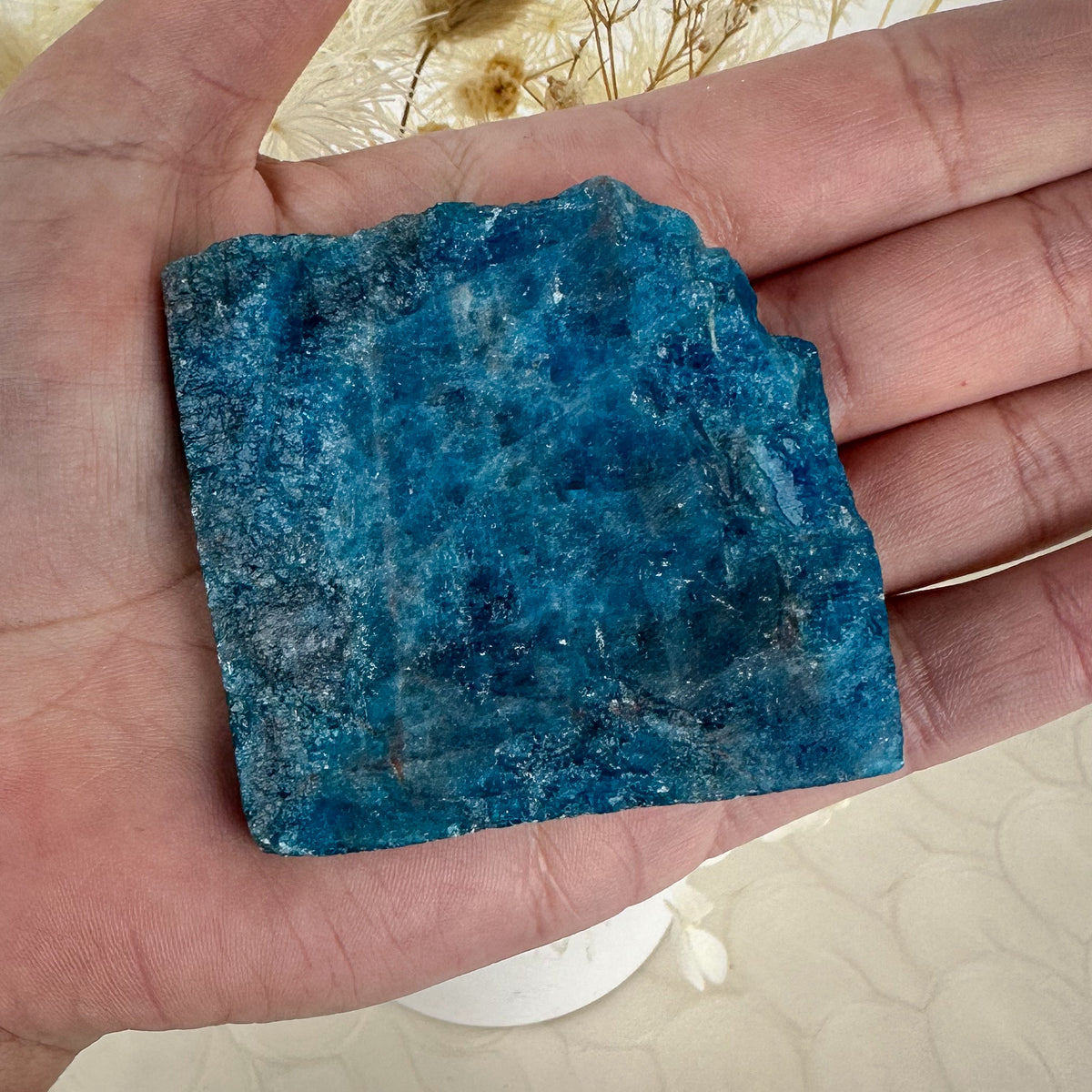 Unique Apatite Slab - Polished Face with Raw Corner