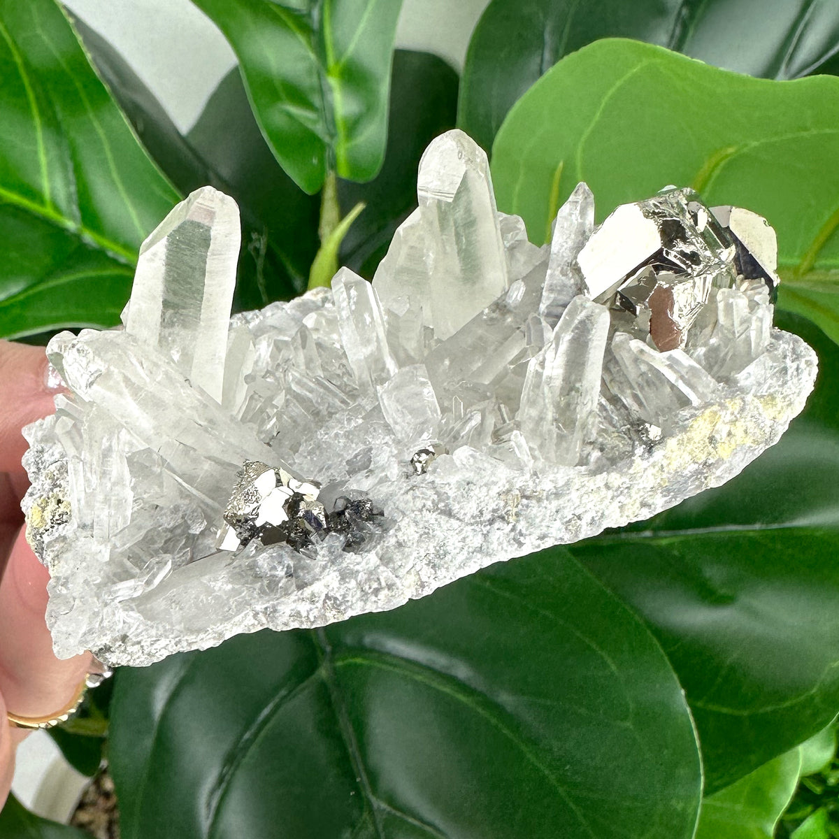 Clear Quartz Cluster With Pyrite 141grams