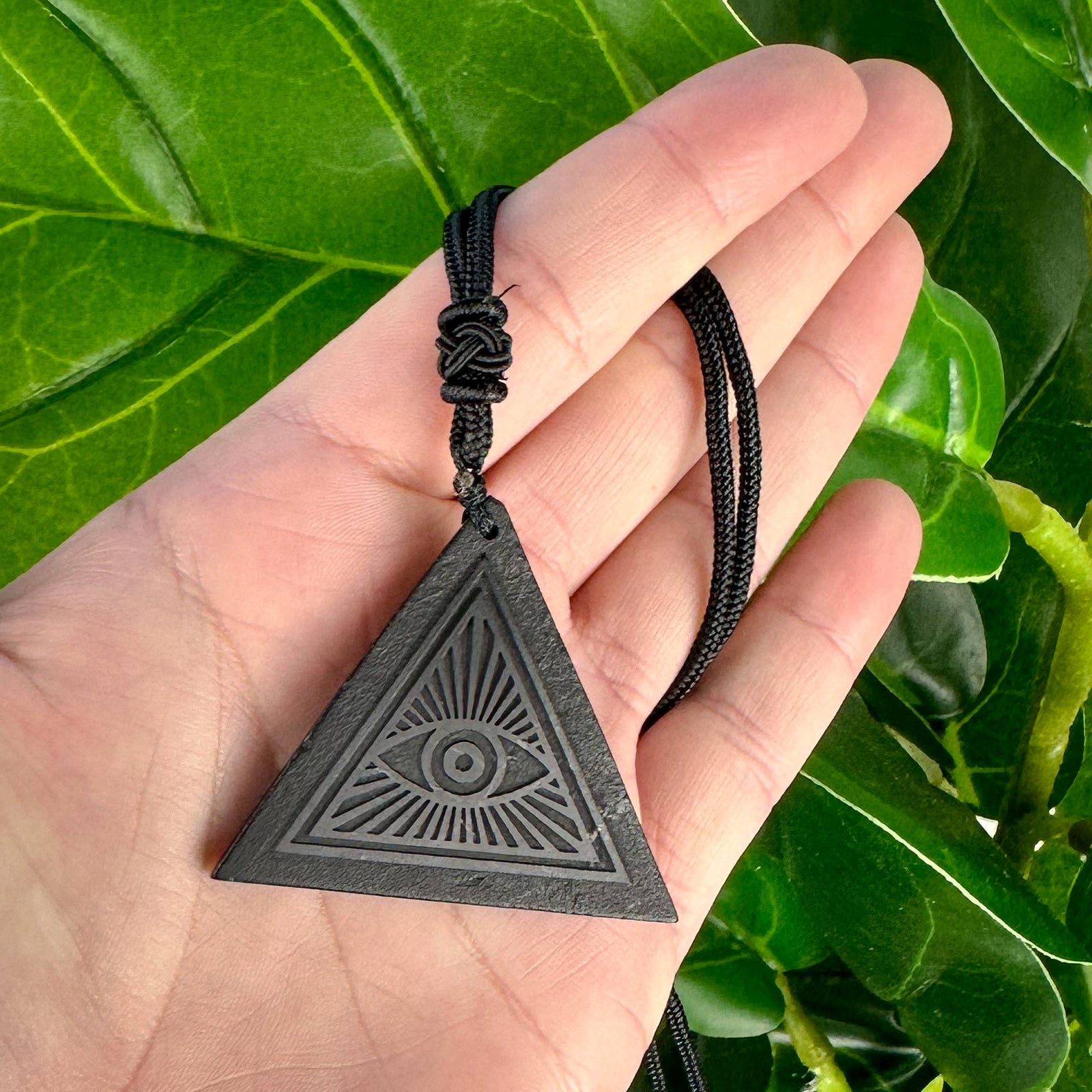 Shungite Pendant – All Seeing Eye with Cord