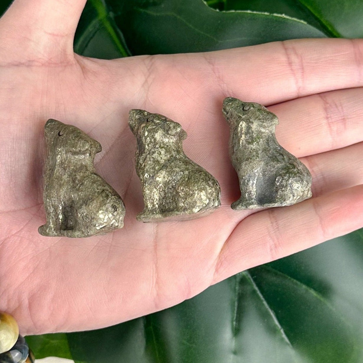 Rustic Pyrite Wolf Carving