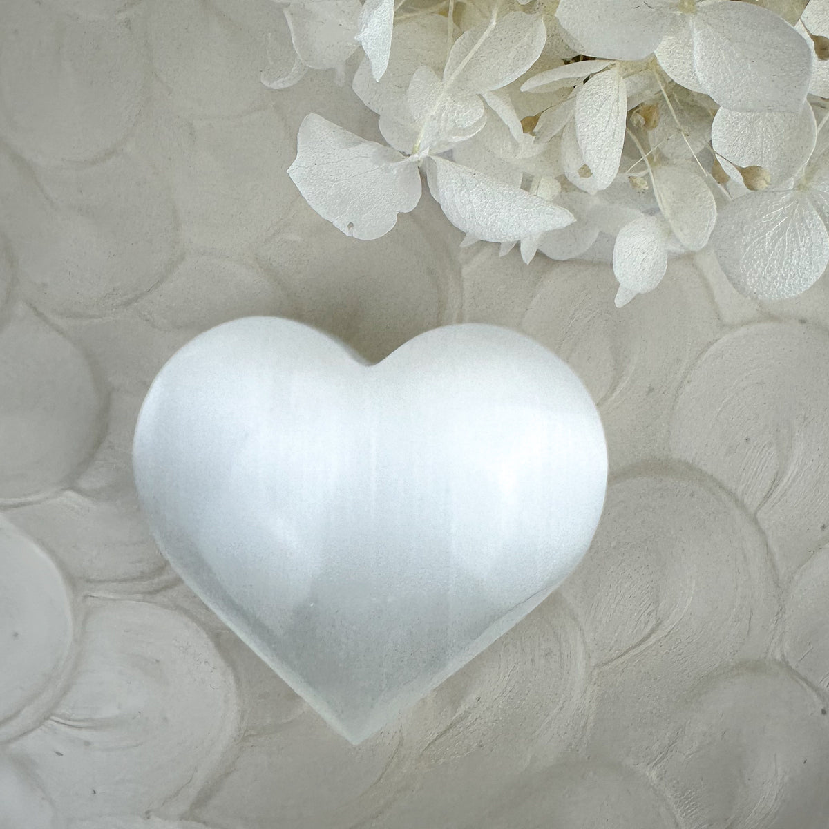 Intuitively Selected Satin Spar Selenite Heart - Beautiful Glow, 135g