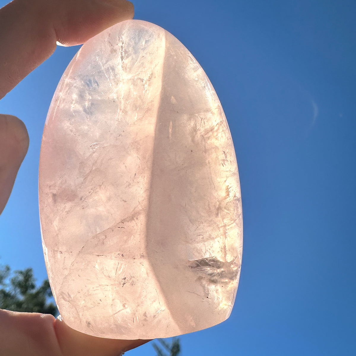 Rose Quartz Dome - Illuminated with Rainbows, 173g