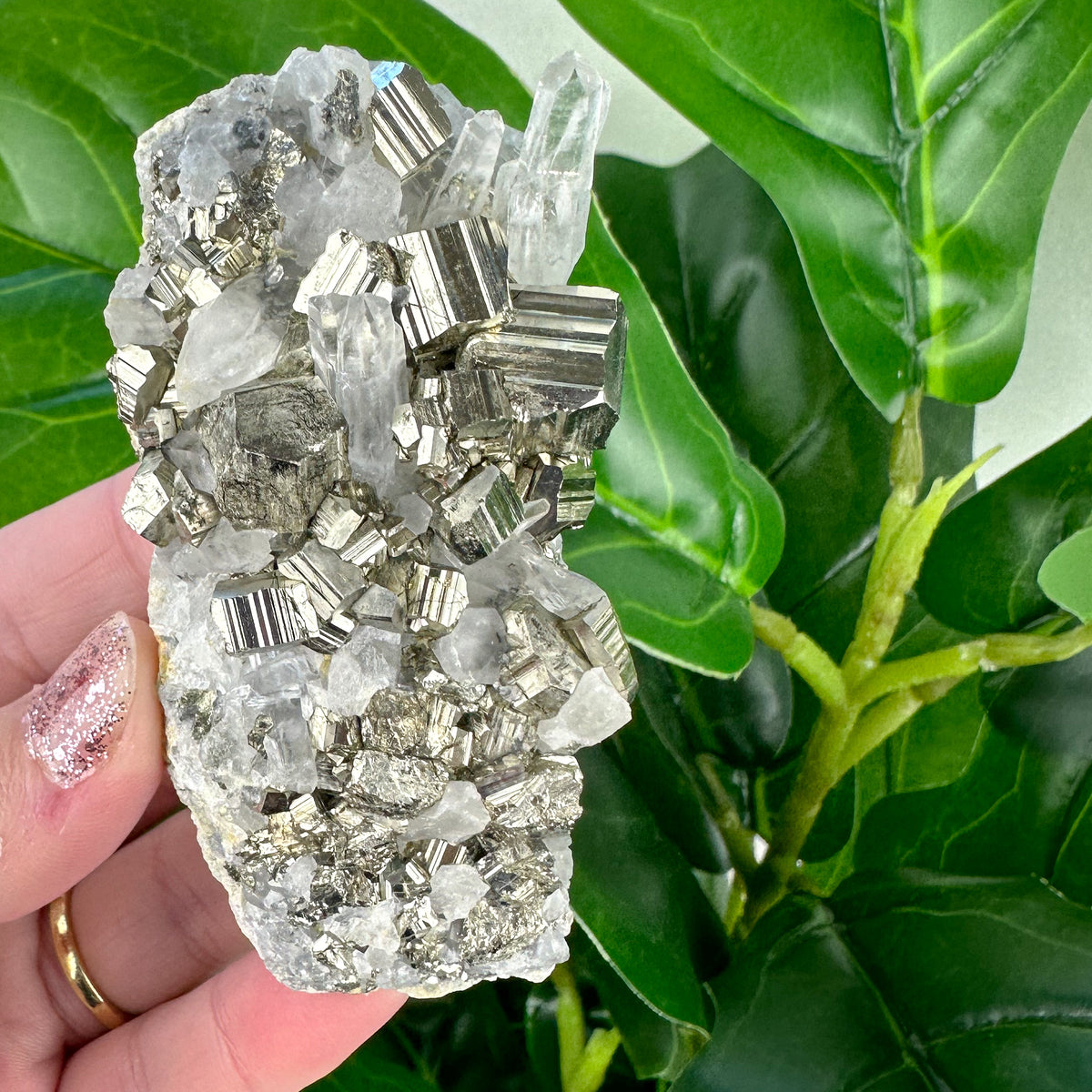 Clear Quartz Cluster With Pyrite 143grams