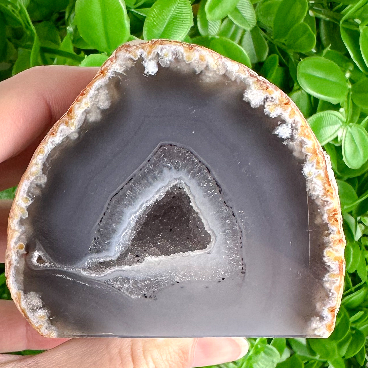 Polished Agate Base Cut with Triangular Druzy Pocket