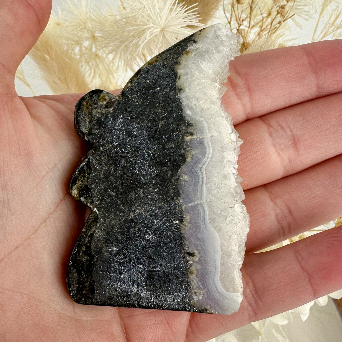 Hand Carved Fairy with Quartz Druzy Wings - 41g