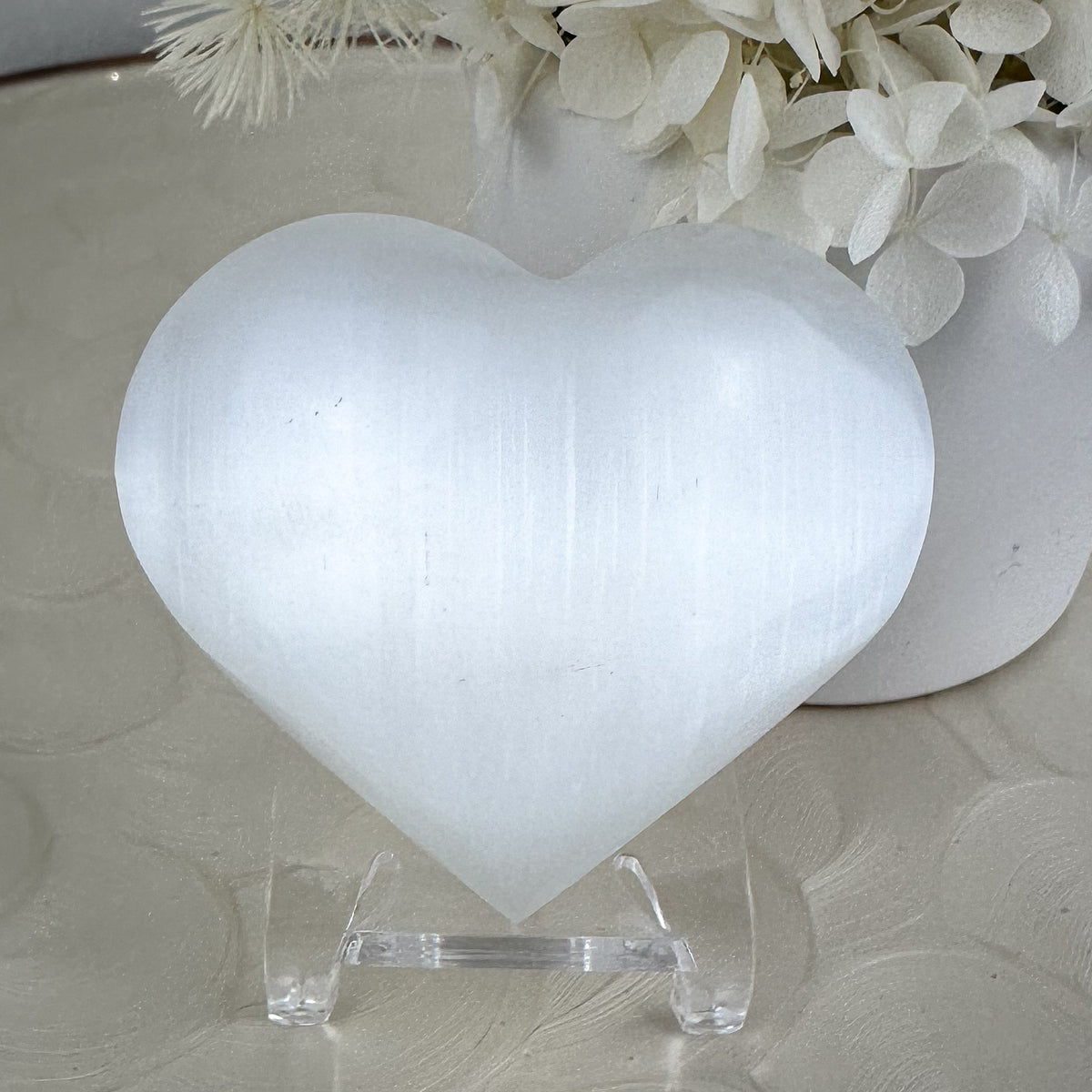 Intuitively Selected Satin Spar Selenite Heart - Beautiful Glow, 135g