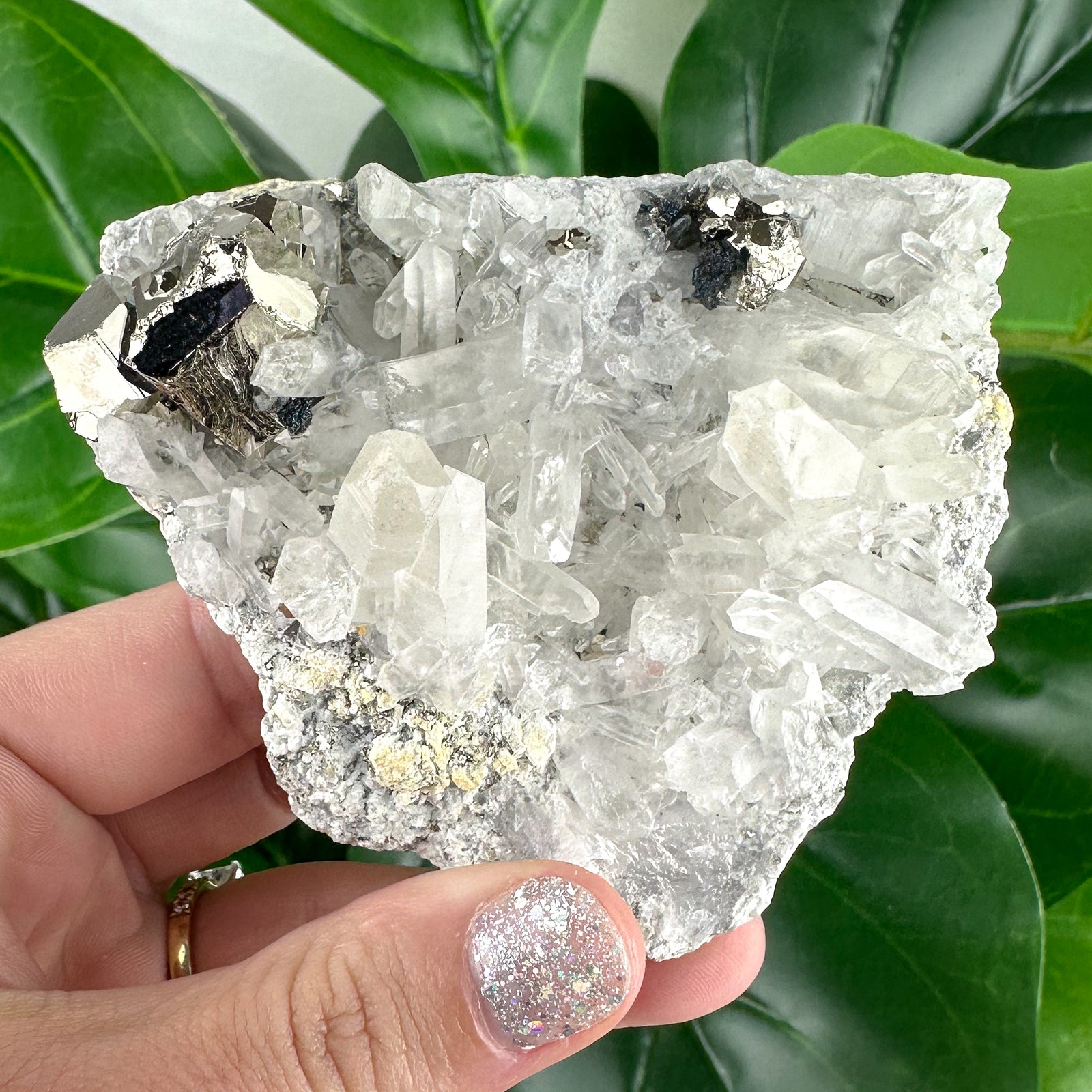 Clear Quartz Cluster With Pyrite 141grams