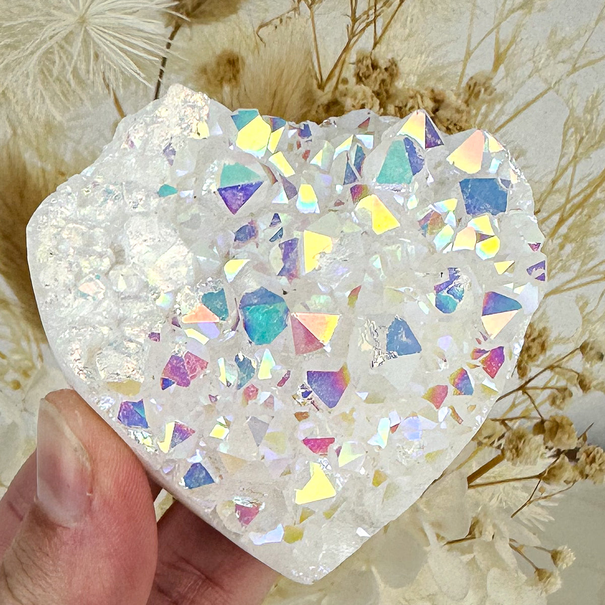 Angel Aura Quartz Cluster - Heart Shape 182g