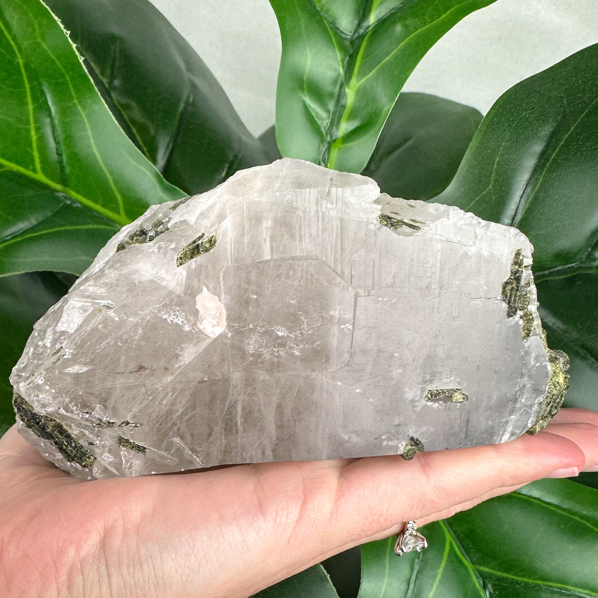 Large Epidote in Quartz Crystal | Transformation & Spiritual Growth