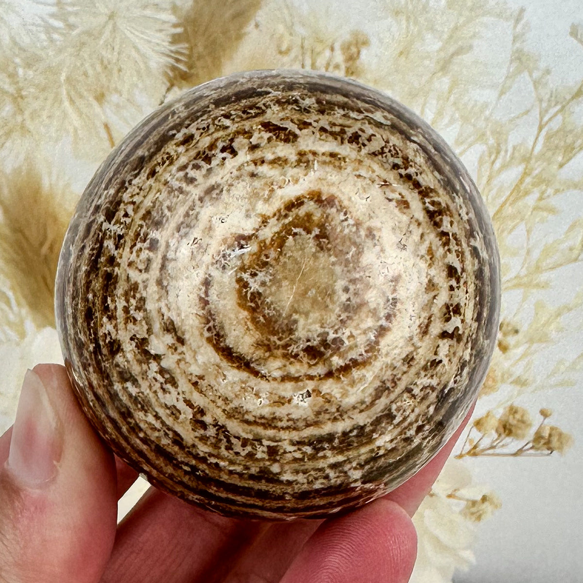 Peruvian Elegance: Aragonite Sphere of Harmony