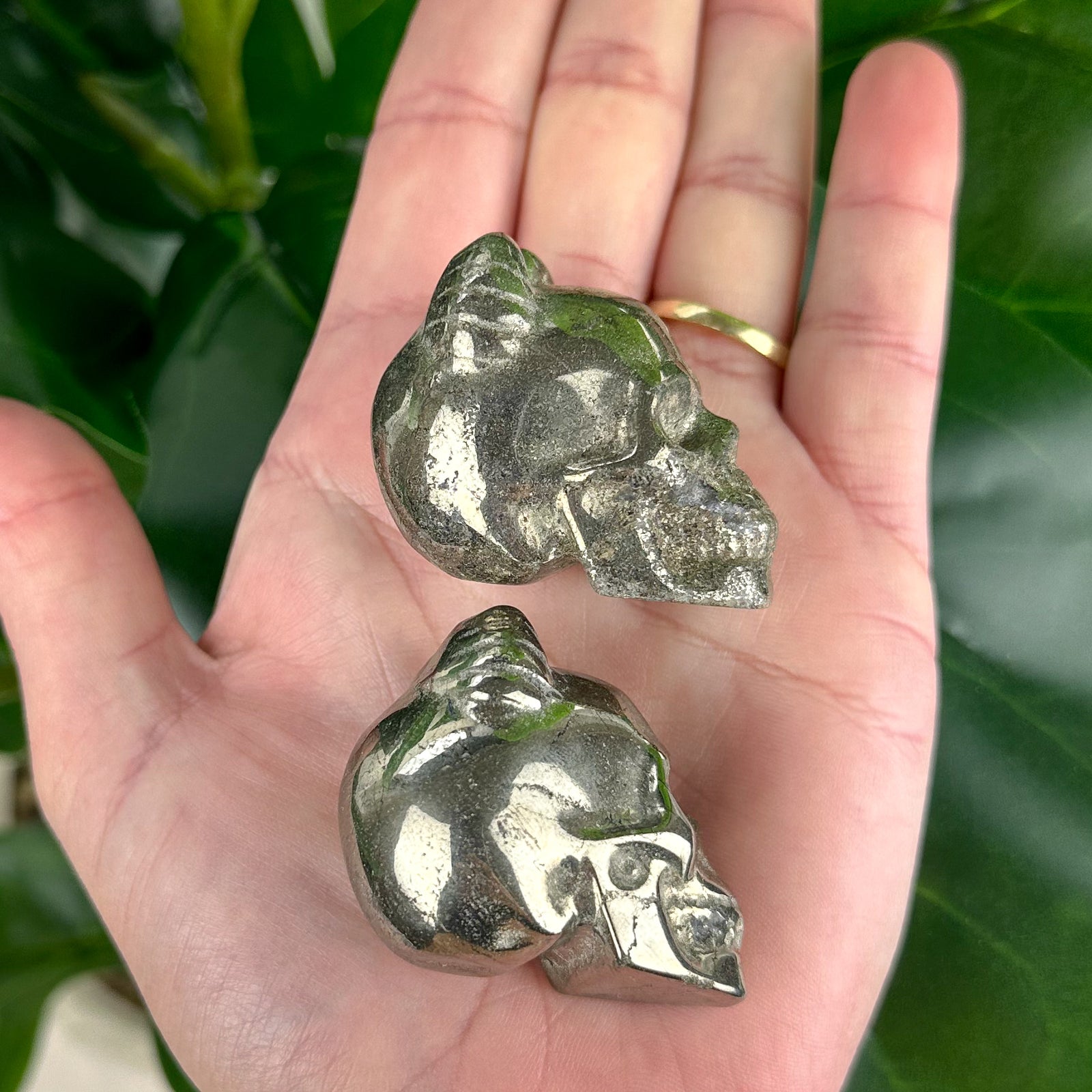 Solid Pyrite Skull With Horns