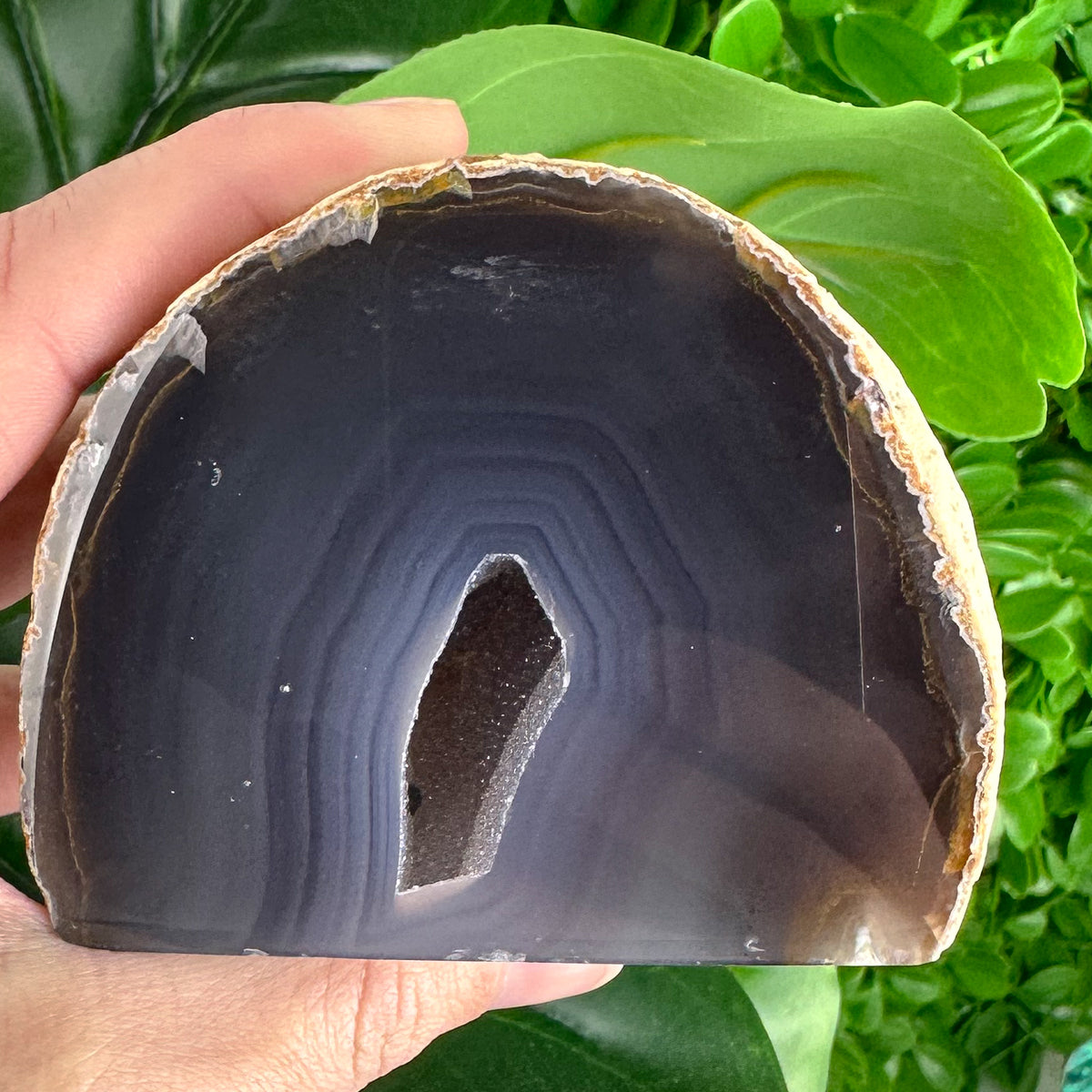Polished Agate Base Cut with Deep Druzy Pocket