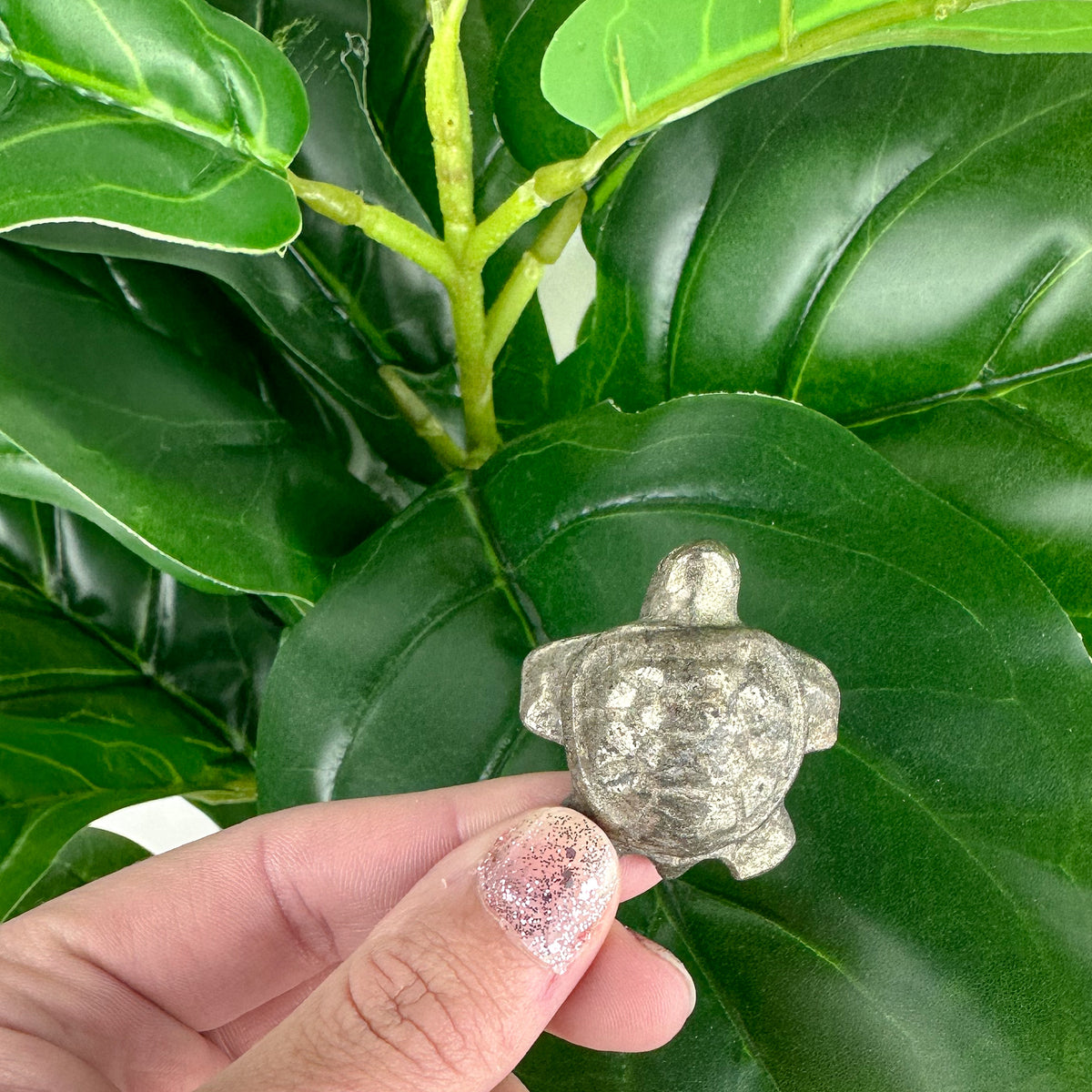 Rustic Pyrite Turtle Carving