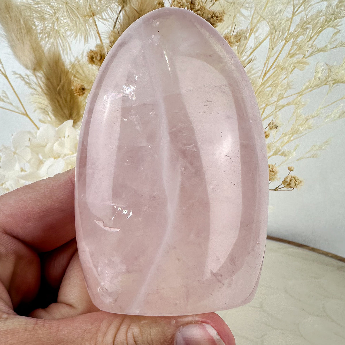 Rose Quartz Dome - Illuminated with Rainbows, 173g