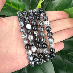 Black Agate Faceted Bracelet | Protection, Grounding & Strength