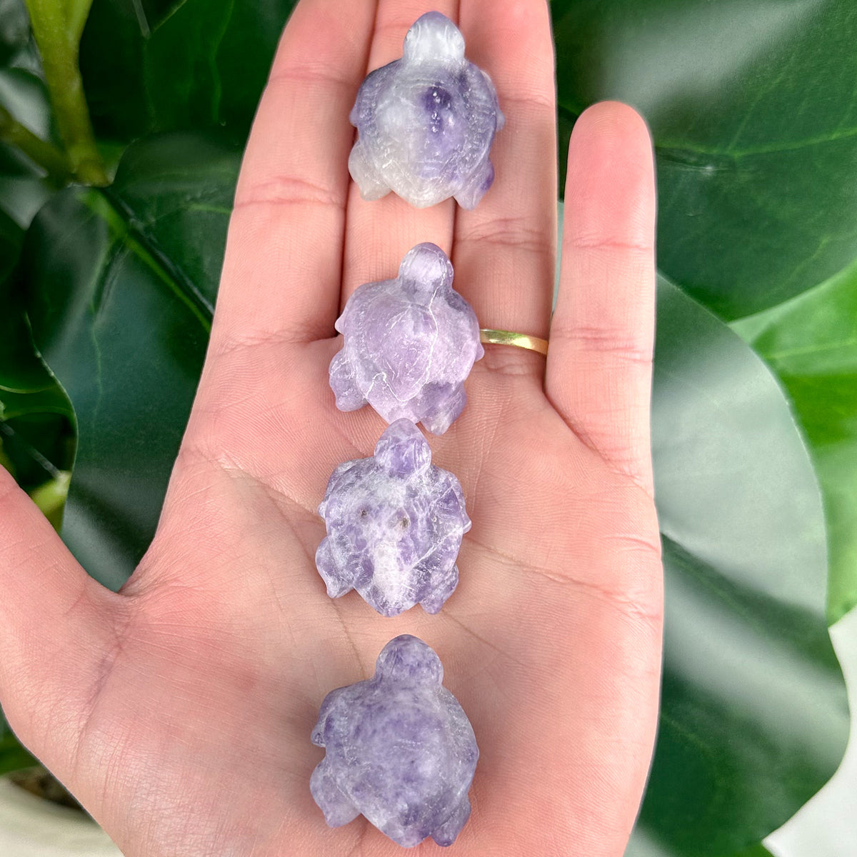 Lepidolite Turtle Carving