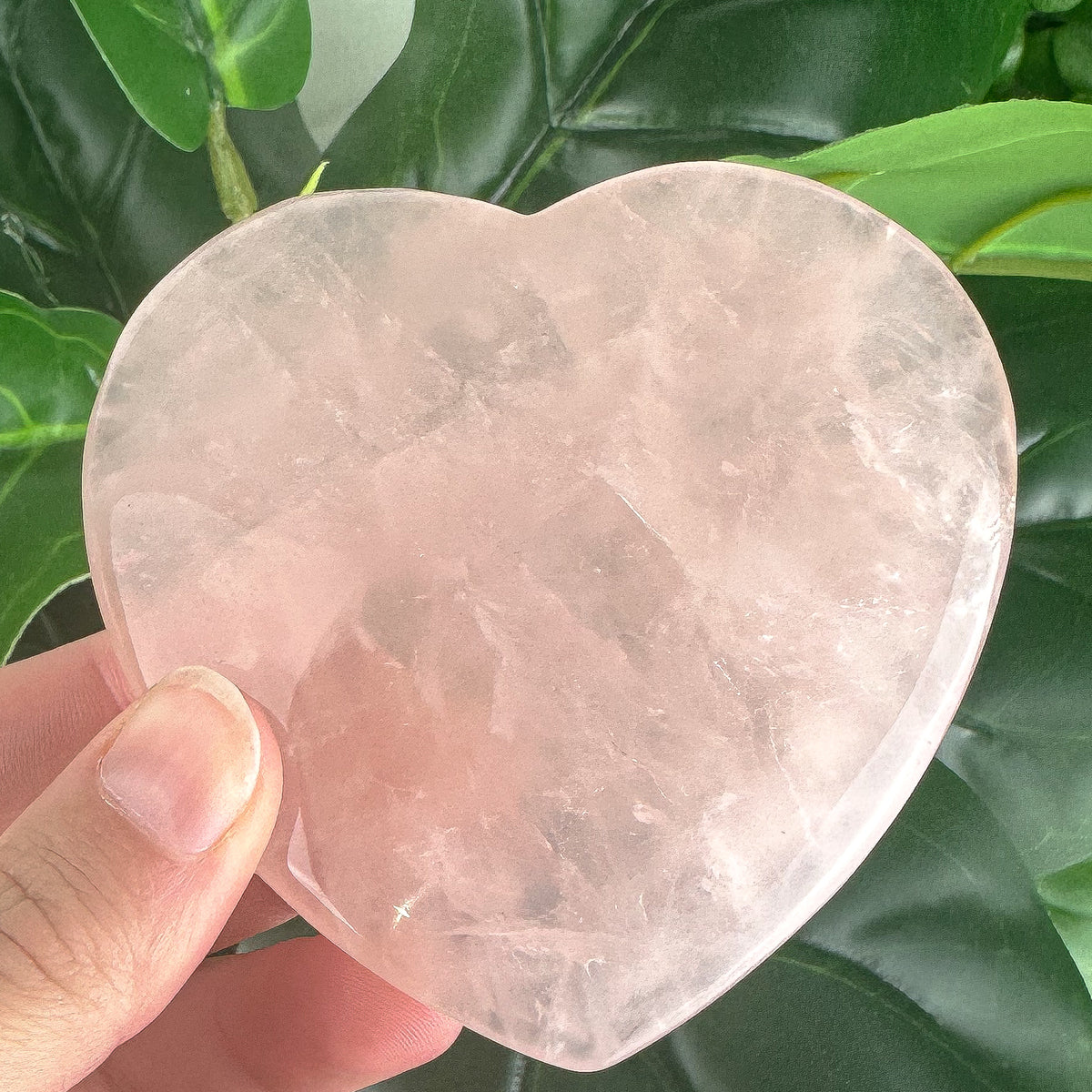 Polished Rose Quartz Heart with Rainbow | Self-Love & Gentle Healing Stone