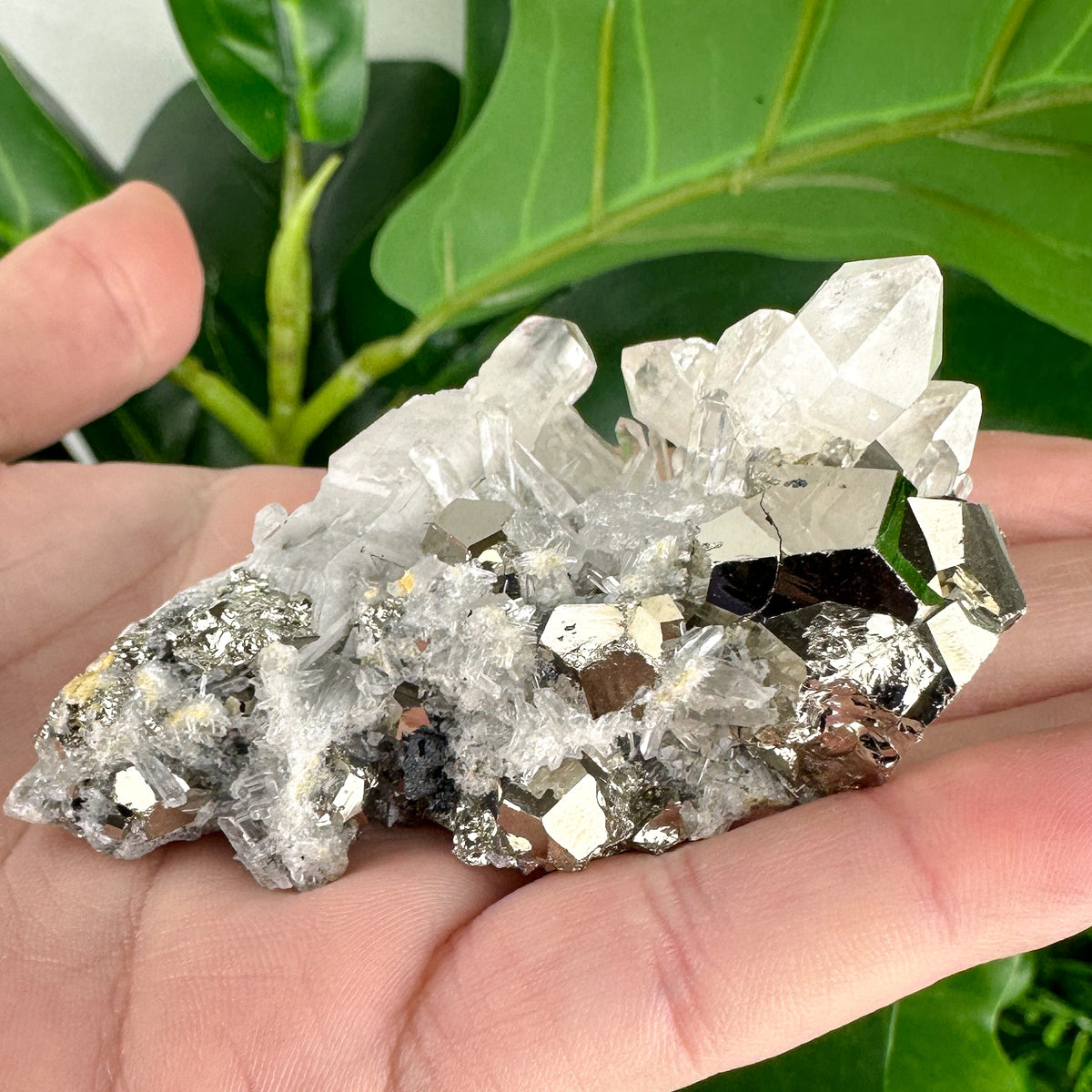 Clear Quartz Cluster With Pyrite 85grams