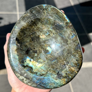 XL Labradorite Bowl Carving from Madagascar | Flash, Protection & Luxury Crystal Décor