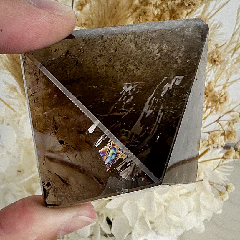 Smokey Quartz Pyramid - Radiant Rainbows, 99g