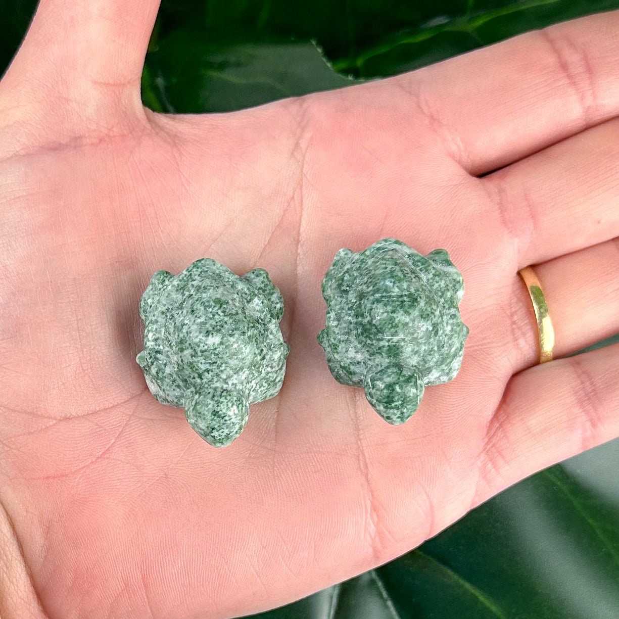 Moss Agate Turtle Carving