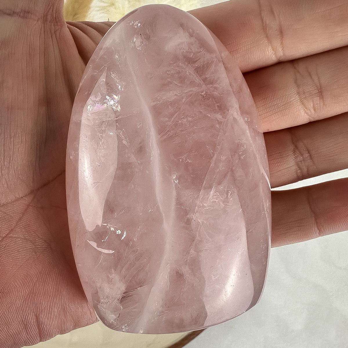 Rose Quartz Dome - Illuminated with Rainbows, 173g