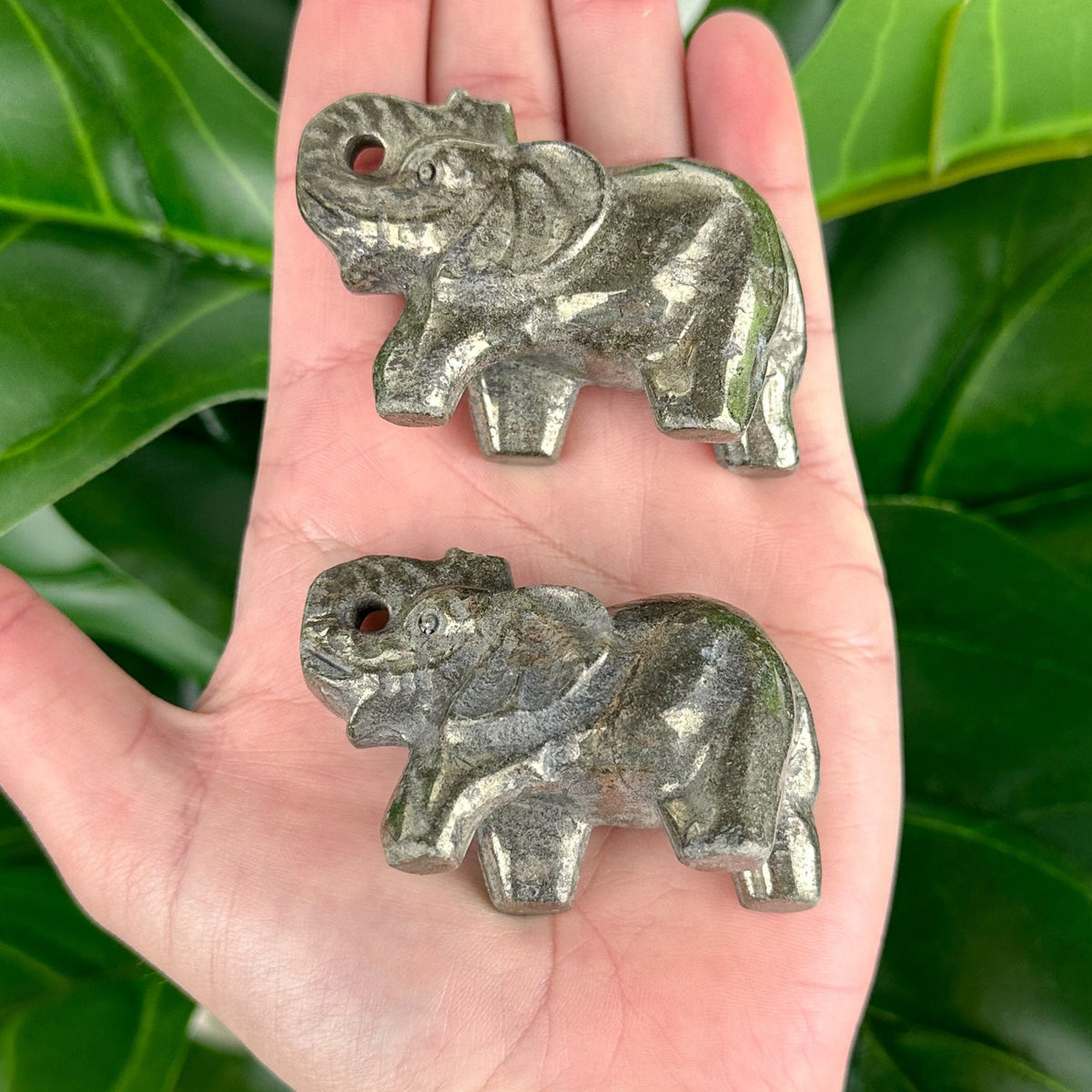 Large Solid Pyrite Elephant Carving 6cm