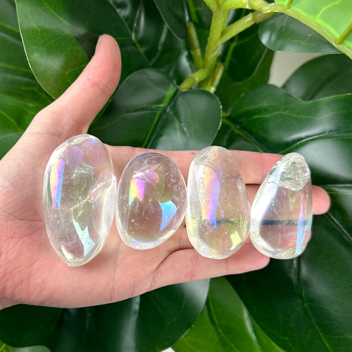 Aura Quartz Palm Stone | Pick Your Piece | High Vibration Crystal